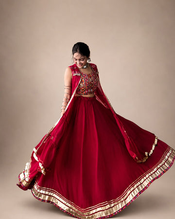 3 Peice Red Chaniya Choli