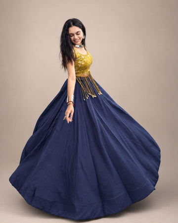Pista Blue Kanakdori Lengha Choli