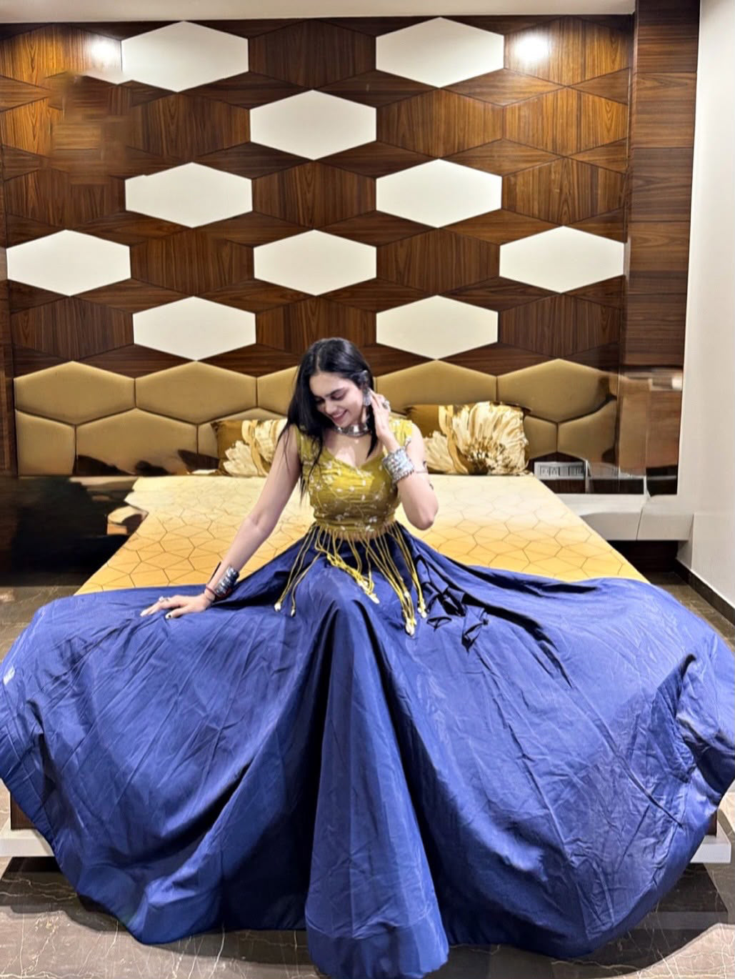 Pista Blue Kanakdori Lengha Choli