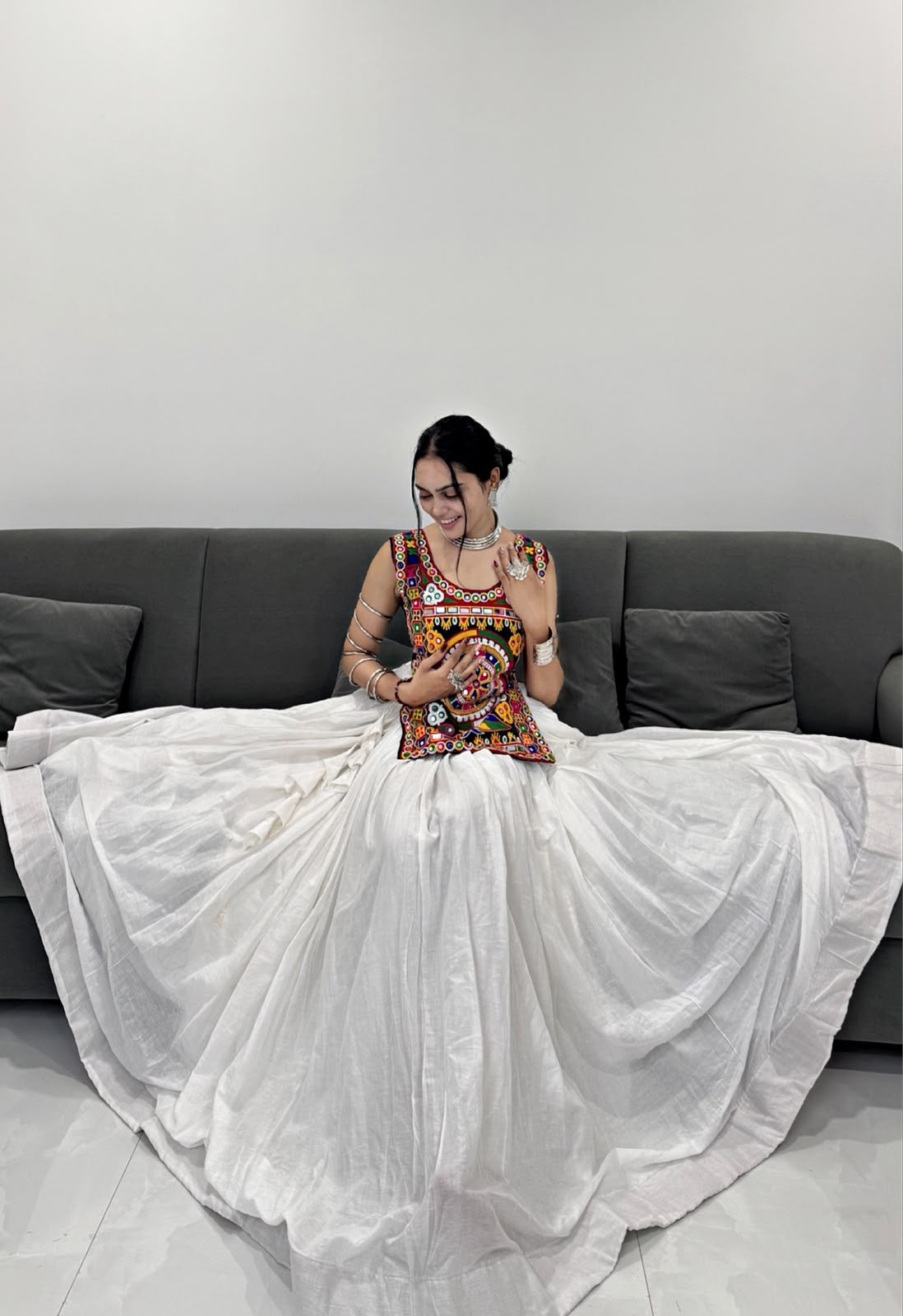 White With Handcrafted Kutchi
