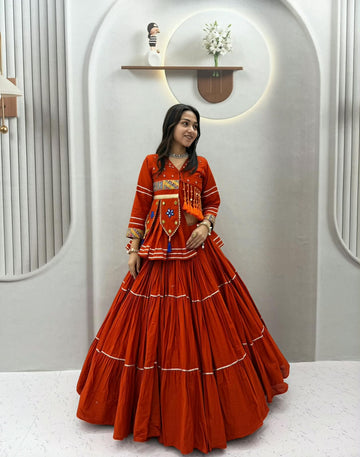 Rust Orange Flared Choli