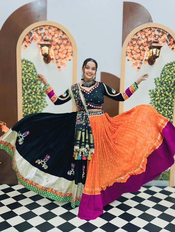 Midnight Rangoli Fusion Lehenga