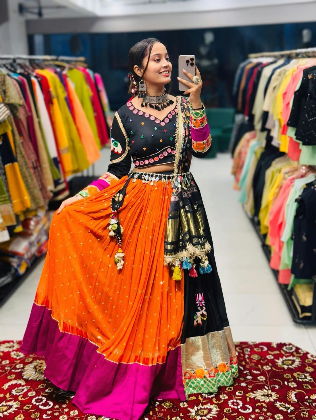 Midnight Rangoli Fusion Lehenga