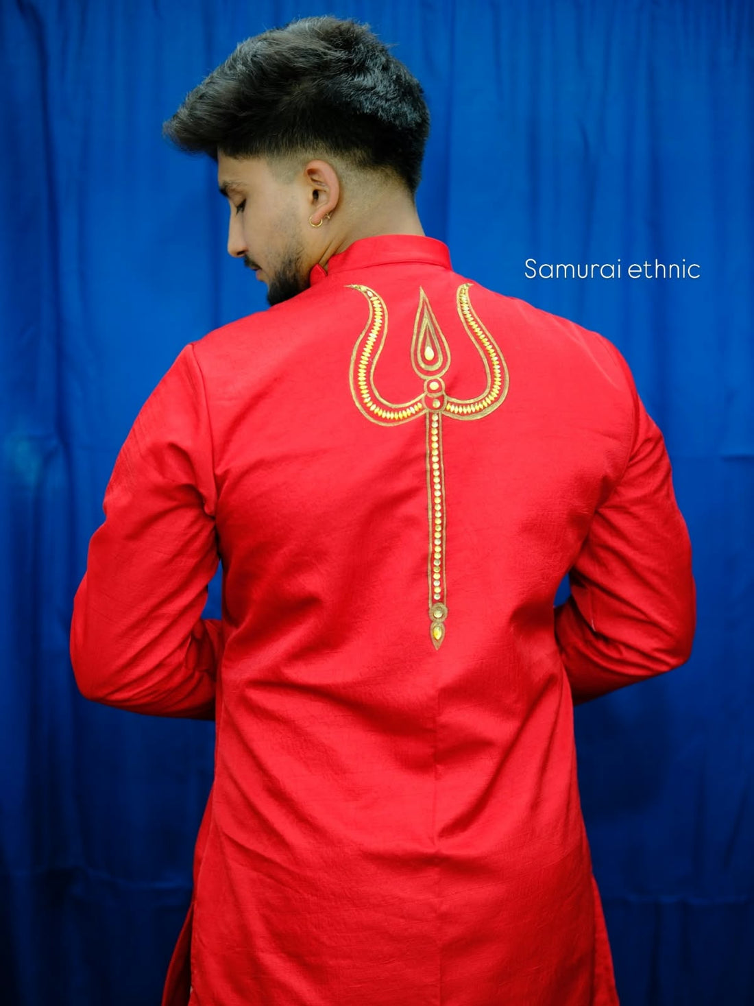 Red Goddess Mirror Work Kurta