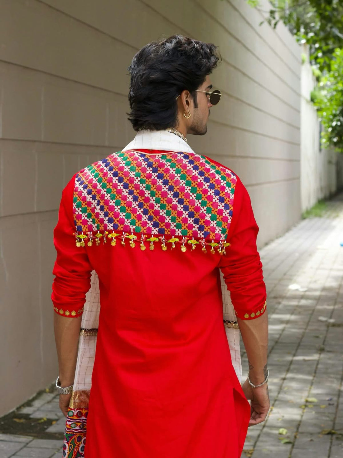 Red Kurta with Mirror Work Dupatta
