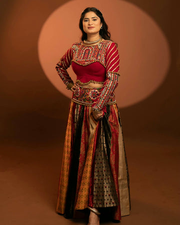 Maroon Multicolour  Lehenga Set