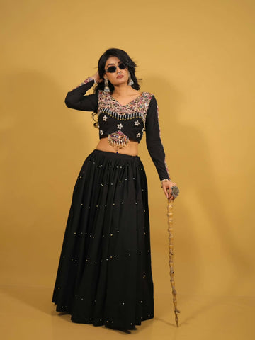 Black Mirror Work Lehenga Set