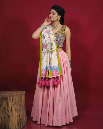 Blush Pink Floral Lehenga Set