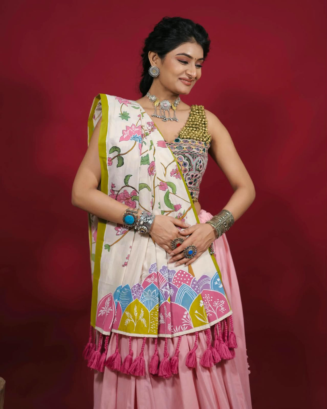 Blush Pink Floral Lehenga Set