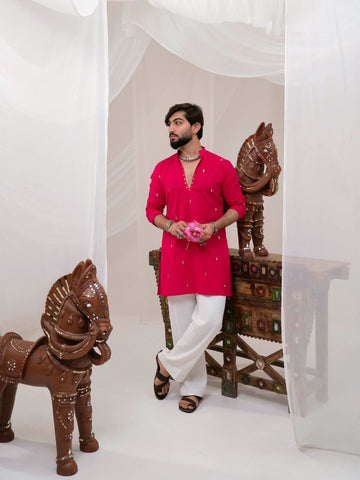 Rani Pink Embellished Kurta Set